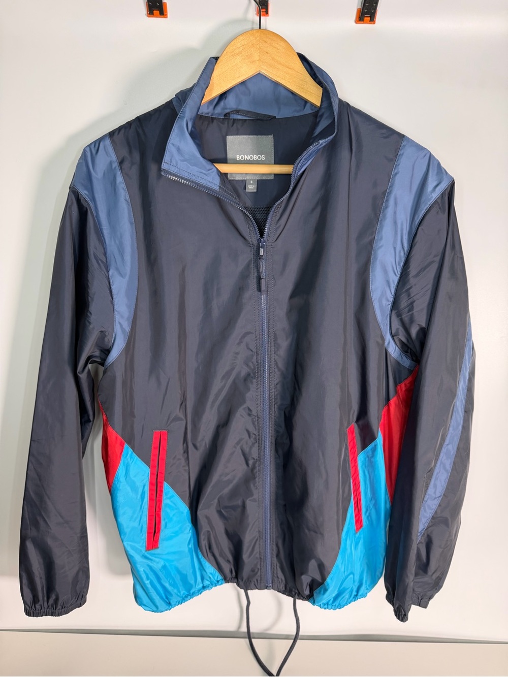 Bonobos Men's Navy Blue Nylon Windbreaker Jacket Vintage Style Size S